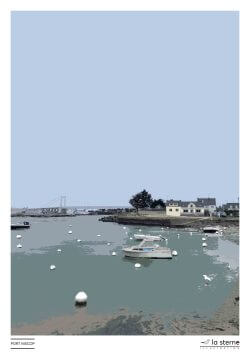 Affiche réalisée par La Sterne Illustration représentant Port Niscop à Belz dans le Morbihan